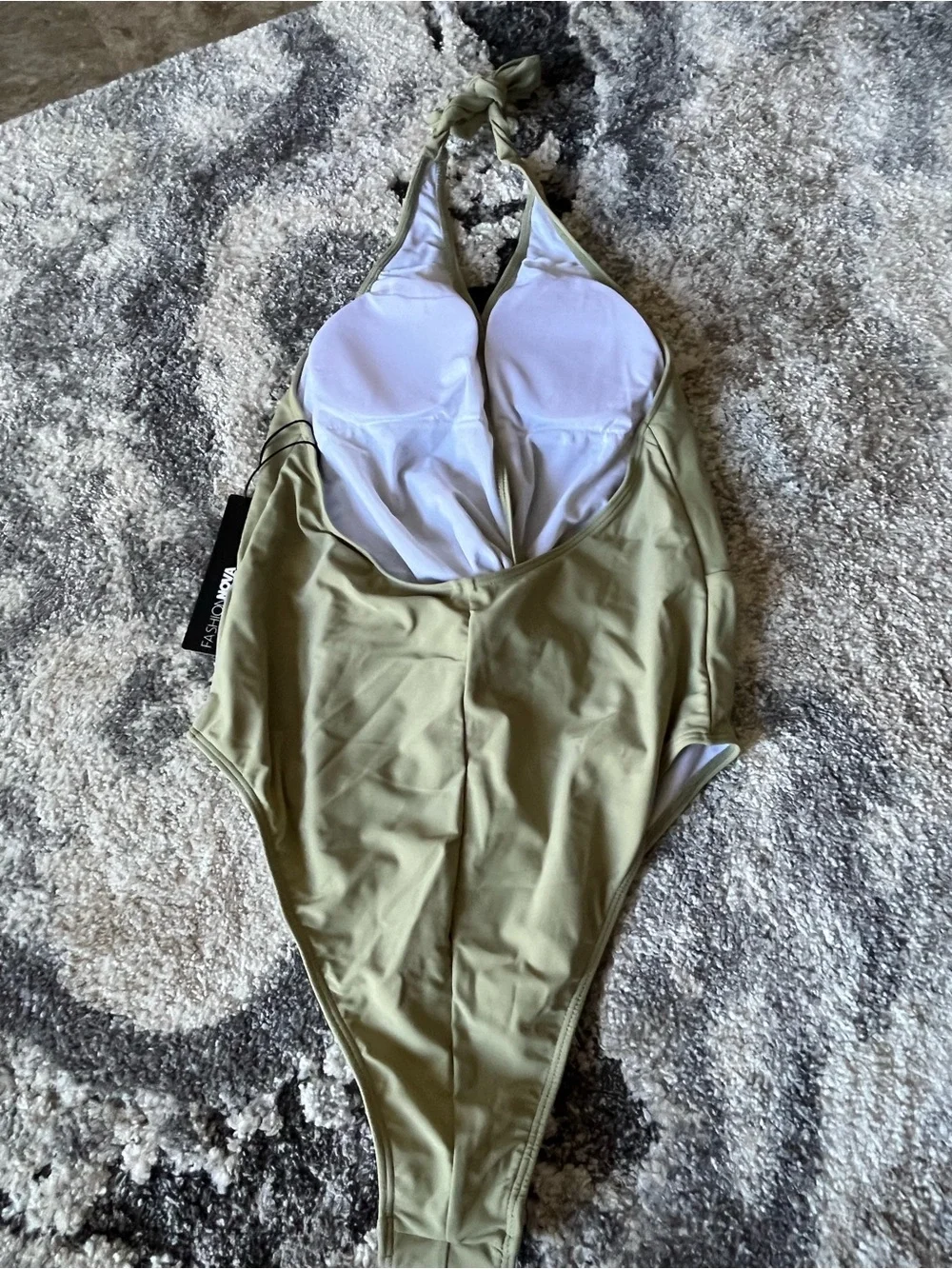 fashion nova green halter top one peice bathing suit